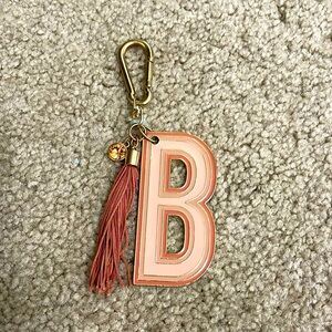 “B” Keychain with ruffle and gem